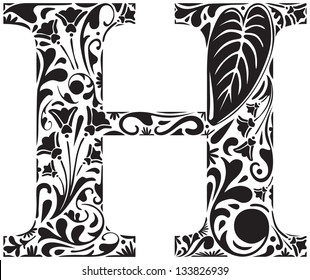 Floral Initial Capital Letter H