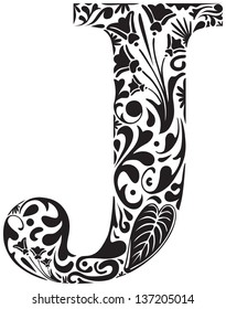 Floral initial capital letter J