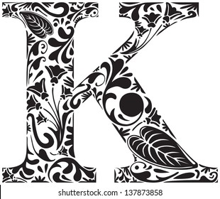 Floral initial capital letter K