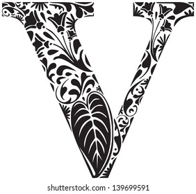 Floral initial capital letter V