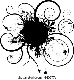 Floral ink shape with room to add your own text or logo