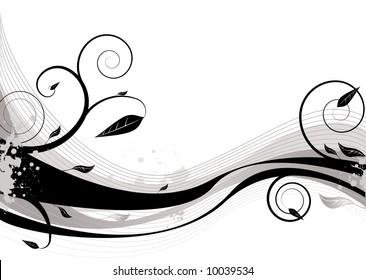 Imagen de fondo de inspiración floral en gris y negro
