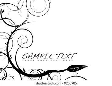 Floral inspired black and white image with copy space