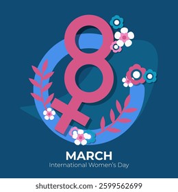 Floral International Women's Day Symbol with March 8 Design