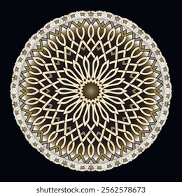 Floral intricate lines and curves beautiful lacy glowing mandala pattern with circle frame, border. Vector ornamental arabesque style modern background with abstract flowers. Ornate texture.