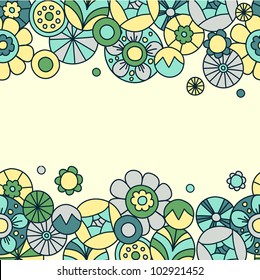 Floral invitation card #1. Template frame design for card.