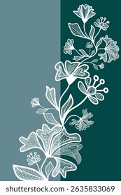 Vector de fondo de tarjeta de invitación floral. Fondo de Plantilla de flores botánicas dibujado a mano mínimo. Ilustración de diseño para boda, cubierta vip, cartel.

