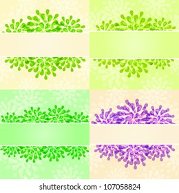Floral Invitation Card with Band. Vector Background Set