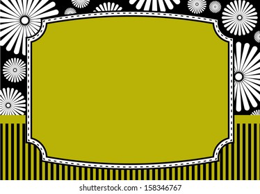 Floral invitation card - Elegant invitation card with bold stripes and retro floral elements 