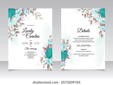 Floral Invitation Card With Elegant Design. Illustrator and designer. Wedding Invites, save the date, Birthday Invites, Video Invites, E-Cards.