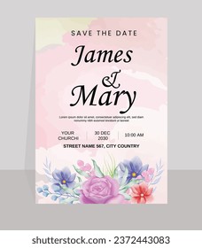Plantilla de módem de tarjeta de invitación floral