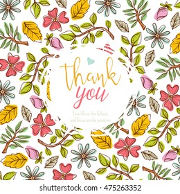 Floral invitation card. Vector decorative greeting card with flowers