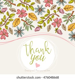 Floral invitation card. Vector decorative greeting card with flowers