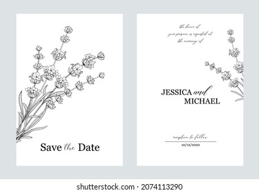 Floral invitation card. Wedding botanical template.