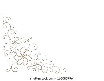 Floral invitation cards template. Herbal corners romantic cards design with flowers. Vector element for greeting card. Dotted flower for laser cutting. Beige flower drawing with dots different sizes.