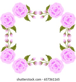 Floral invitation. Greeting card template from garden charming flowers. Design artwork for the poster, wedding invitation, calendars. Place for text. 