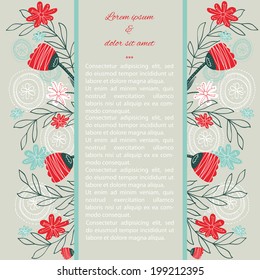 Floral invitation khaki template