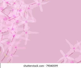 floral invitation for life events with place for text, in pink colors