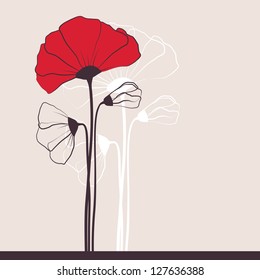 Floral invitation with poppies