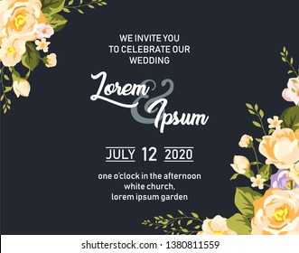 floral invitation template for wedding, birthday, bridal shower, anniversary and many more.