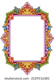 Floral Islamic Mushaf Art Frame Border Colorful Ornament