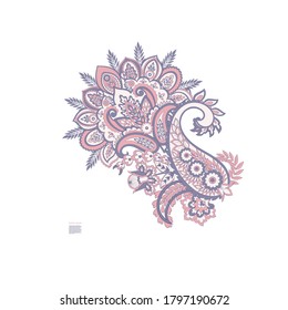 Floral isolated pattern with paisley ornament.