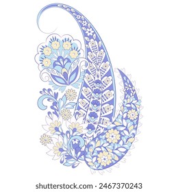 Floral isolated pattern with paisley ornament. Ornate floral decor. Vector illustration