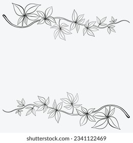 Floral ivy drawing decorative ornament flat design. Vector illustration.