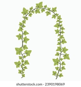 Floral ivy drawing decorative ornament flat design. Vector illustration.