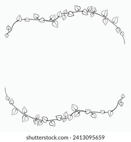 Floral ivy drawing decorative ornament flat design. Vector illustration.