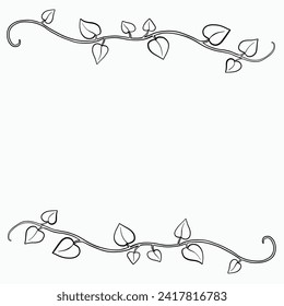 Floral ivy drawing decorative ornament flat design. Vector illustration.