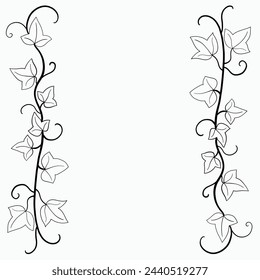 Floral ivy drawing decorative ornament flat design. Vector illustration.