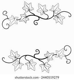 Floral ivy drawing decorative ornament flat design. Vector illustration.