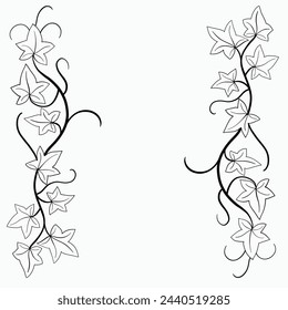 Floral ivy drawing decorative ornament flat design. Vector illustration.