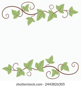 Floral ivy drawing decorative ornament flat design. Vector illustration.