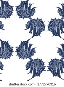 Floral Iznik style seamless pattern, tile, wallpaper, wrapping paper and background design. Repeating design element for web and print