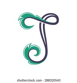 Floral J letter template. 