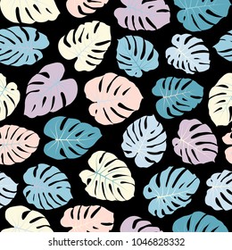 Floral jungle ornament with monstera leaf tropical seamless pattern vector.  Philodendron or monstera plant background. Tropical pattern with jungle leaves decor, seamless background.