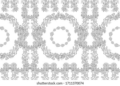 floral kalamkari ornament pattern Vector surface design for fabric, apparel textile, book, interior, wallpaper, phone case