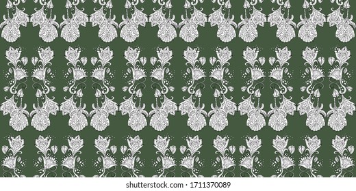 floral kalamkari ornament pattern Vector surface design for fabric, apparel textile, book, interior, wallpaper, phone case
