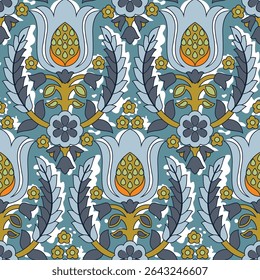 Floral Kaleidoscopic mosaic seamless texture or background