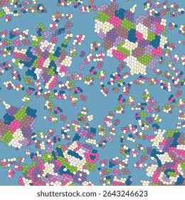 Floral Kaleidoscopic mosaic seamless texture or background