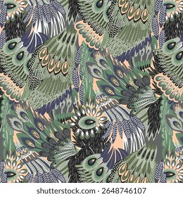Floral Kaleidoscopische mozaïek naadloze textuur of achtergrond