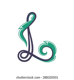 Floral  L letter template. 