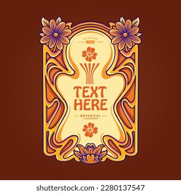 Blumenetikett-Klassik-Jugendstil-Ornament-Illustrationen Vektorgrafiken für Ihr Arbeitslogo, Handelsartikel-T-Shirt, Aufkleber und Etikettendesigns, Poster, Grußkarten-Werbefirmen oder Marken