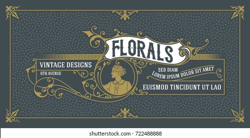 Etiqueta floral con fondo de polka