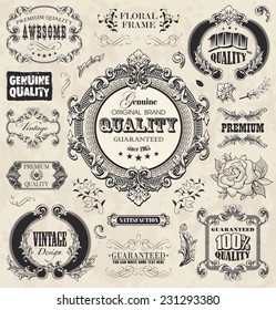 Floral labels in vintage style. Collection 1