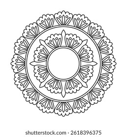 Floral Lace Art Mandala for Coloring Book Page