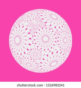 floral lace ball symbol in pop pink white shades