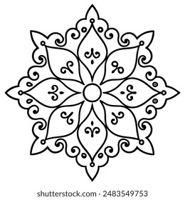  Floral Lace Pattern with Intricate Motifs in Line Art